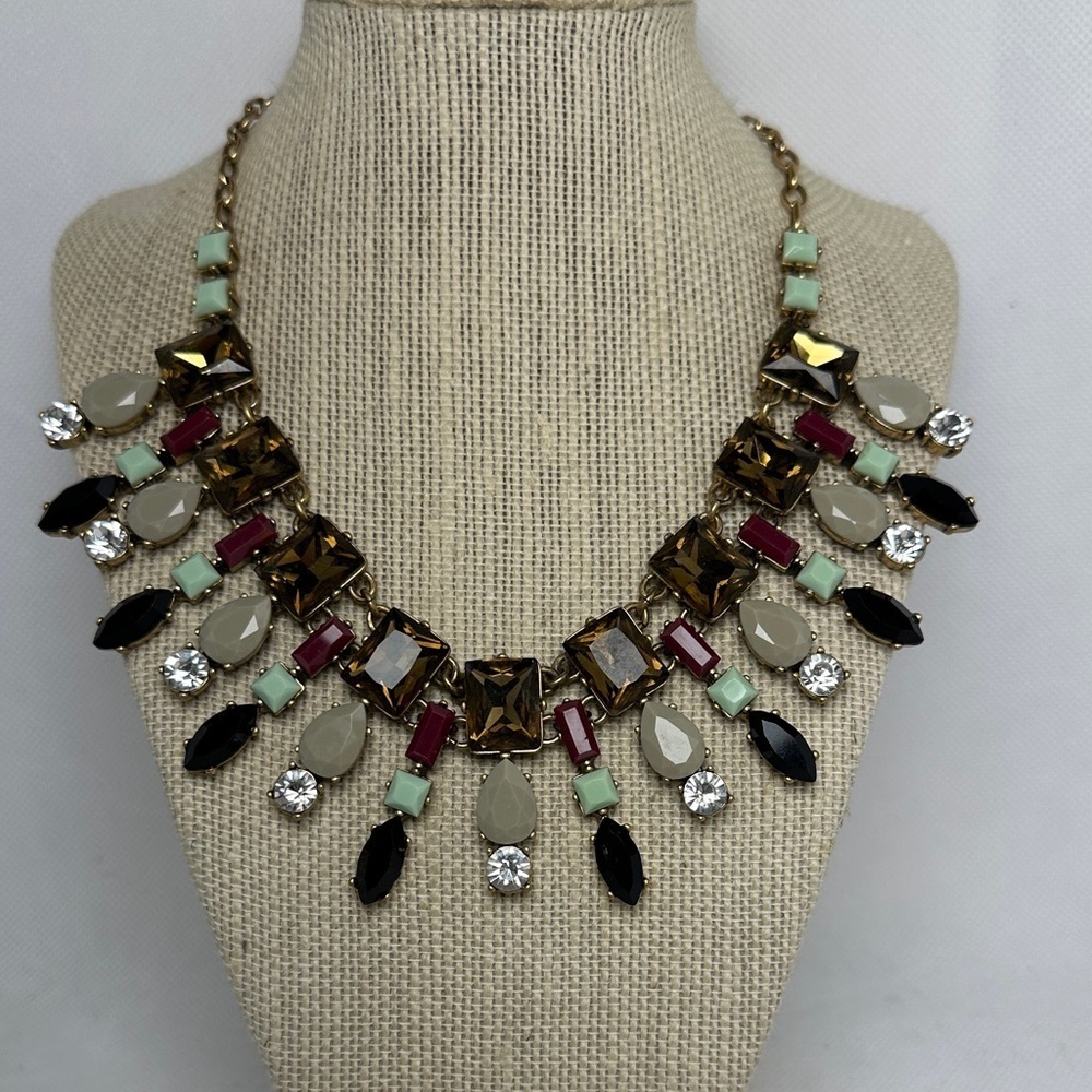 J.Crew Crystal Fringe Statement Necklace – 19” Long with 2” Extender